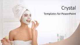  Presentation with mask - Amazing slides having young woman with facial mask backdrop and a sky blue colored foreground