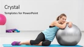  Presentation with gym ball - Cool new slides with young woman with fitness ball backdrop and a white colored foreground