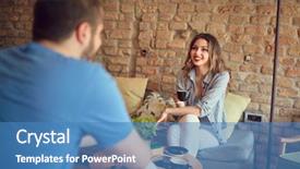  Presentation with pub - Slide set enhanced with young woman with friend in modern pub background and a teal colored foreground