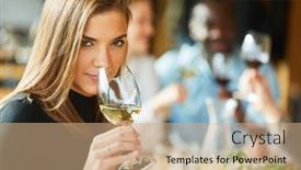  Presentation with wine tasting - Presentation having young-woman-with-friends background and a coral colored foreground