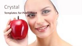  Presentation with masks - Amazing PPT layouts having young woman with fruit concept facial fruit masks isolated on white backdrop and a sky blue colored foreground