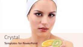  Presentation with masks - Slide set with type skin care - young woman with fruit concept background and a lemonade colored foreground