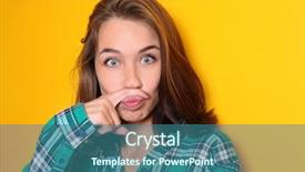  Presentation with color - Audience pleasing slide set consisting of young woman with funny grimace backdrop and a  colored foreground