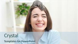  Presentation with rat - Amazing slide set having pet rats - young woman with funny rat backdrop and a light blue colored foreground