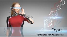  Presentation with futuristic glasses - Beautiful slides featuring young woman with futuristic glasses backdrop and a lemonade colored foreground