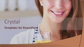  Presentation with juice - PPT layouts featuring young-woman-with-glass background and a coral colored foreground
