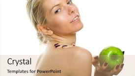  Presentation with white green - Slides consisting of young woman with green aplle background and a  colored foreground