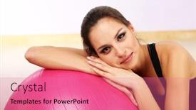  Presentation with gym ball - Beautiful theme featuring teeth girl with a toothbrush backdrop and a sky blue colored foreground