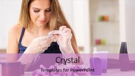  Presentation with real woman hair texture human - Presentation theme enhanced with young woman with hair curlers background and a  colored foreground