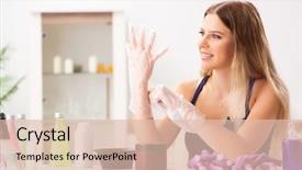  Presentation with dying - Presentation theme featuring young woman with hair curlers background and a lemonade colored foreground