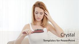  Presentation with hair loss - Theme featuring young woman with hair loss background and a soft green colored foreground