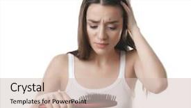  Presentation with hair loss - PPT layouts consisting of young woman with hair loss background and a soft green colored foreground