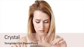  Presentation with hair loss - Presentation theme having young woman with hair loss background and a coral colored foreground