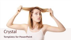  Presentation with hair loss - Theme with young woman with hair loss background and a lemonade colored foreground