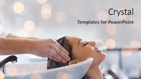  Presentation with hair care - Amazing slide set having hair care and people concept backdrop and a light gray colored foreground