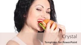  Presentation with hamburger - Colorful slide deck enhanced with young woman with hamburger backdrop and a lemonade colored foreground