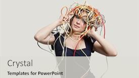  Presentation with cables - Theme consisting of young-woman-with-head-tangled background and a light gray colored foreground