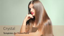  Presentation with hair color - PPT layouts featuring young woman with healthy hair on color background background and a coral colored foreground