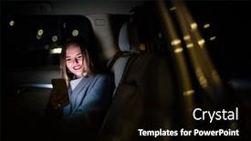  Presentation with cell - Slide deck enhanced with young-woman-with-her-cell background and a black colored foreground