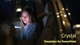  Presentation with cell - Beautiful slides featuring young-woman-with-her-cell backdrop and a wine colored foreground