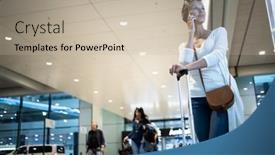 Presentation with airport security - Presentation theme enhanced with young-woman-with-her-luggage background and a mint green colored foreground