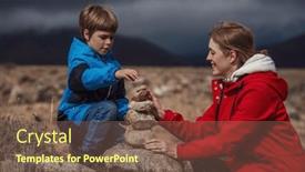  Presentation with build - Presentation theme enhanced with young-woman-with-her-son background and a violet colored foreground