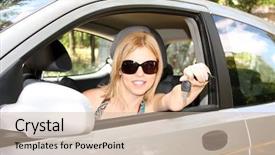  Presentation with hiring - PPT layouts with young woman with keys background and a soft green colored foreground