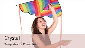  Presentation with kite - Presentation enhanced with young woman with kite background and a coral colored foreground