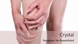  Presentation with knee pain - Colorful slide deck enhanced with young woman with knee pain backdrop and a coral colored foreground