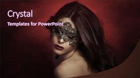  Presentation with mask - PPT theme with young woman with lace mask background and a wine colored foreground