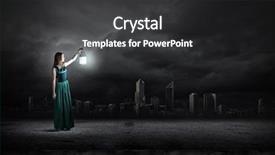  Presentation with lantern - Presentation theme featuring young-woman-with-lantern-walking background and a dark gray colored foreground