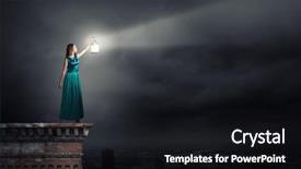  Presentation with lantern - Audience pleasing PPT theme consisting of young woman with lantern walking in darkness backdrop and a black colored foreground