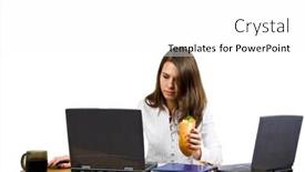  Presentation with dog - Theme with young-woman-with-laptop background and a white colored foreground