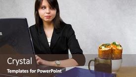  Presentation with dog - Presentation enhanced with young-woman-with-laptop background and a tawny brown colored foreground