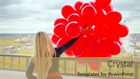  Presentation with long hair - PPT layouts enhanced with young-woman-with-long-blond background and a coral colored foreground