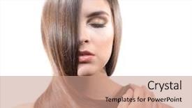  Presentation with real woman hair texture human - Cool new slide deck with young woman with long hair backdrop and a  colored foreground