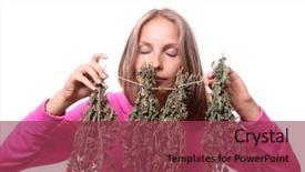  Presentation with diabetes treatment frpm medicinal plants - Colorful PPT theme enhanced with young woman with medicinal plants backdrop and a  colored foreground