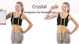  Presentation with exercise kids kid doing fitness - Cool new slide set with young woman with meter doing backdrop and a lemonade colored foreground