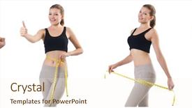  Presentation with exercises - PPT layouts enhanced with young woman with meter doing background and a cream colored foreground