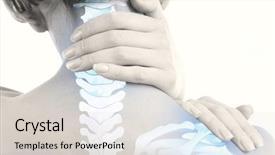  Presentation with anatomy neck - Beautiful slide set featuring young woman with neck pain backdrop and a light gray colored foreground