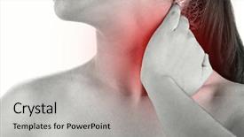  Presentation with woman in pain - Audience pleasing PPT layouts consisting of young woman with neck pain backdrop and a light gray colored foreground