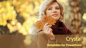  Presentation with oak forest - Slide set enhanced with young-woman-with-oak-leaves background and a tawny brown colored foreground