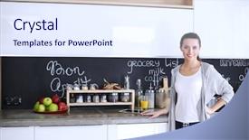  Presentation with orange juice - Audience pleasing presentation theme consisting of young woman with orange juice backdrop and a  colored foreground