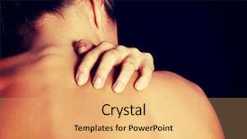  Presentation with back pain - Cool new presentation theme with young woman with pain backdrop and a yellow colored foreground