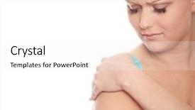  Presentation with shoulder pain - Beautiful presentation theme featuring young woman with pain backdrop and a white colored foreground