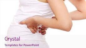  Presentation with back pain - PPT theme enhanced with young woman with pain background and a sky blue colored foreground