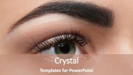  Presentation with makeup - Cool new slide deck with young woman with permanent eyebrows backdrop and a coral colored foreground