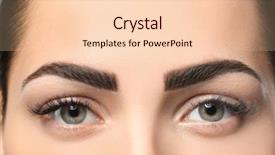  Presentation with makeup - PPT layouts with young woman with permanent eyebrows background and a lemonade colored foreground