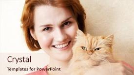  Presentation with persian - PPT layouts with young woman with persian cat smiling portrait background and a lemonade colored foreground