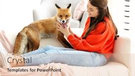  Presentation with fox - PPT layouts consisting of young-woman-with-pet-fox background and a lemonade colored foreground